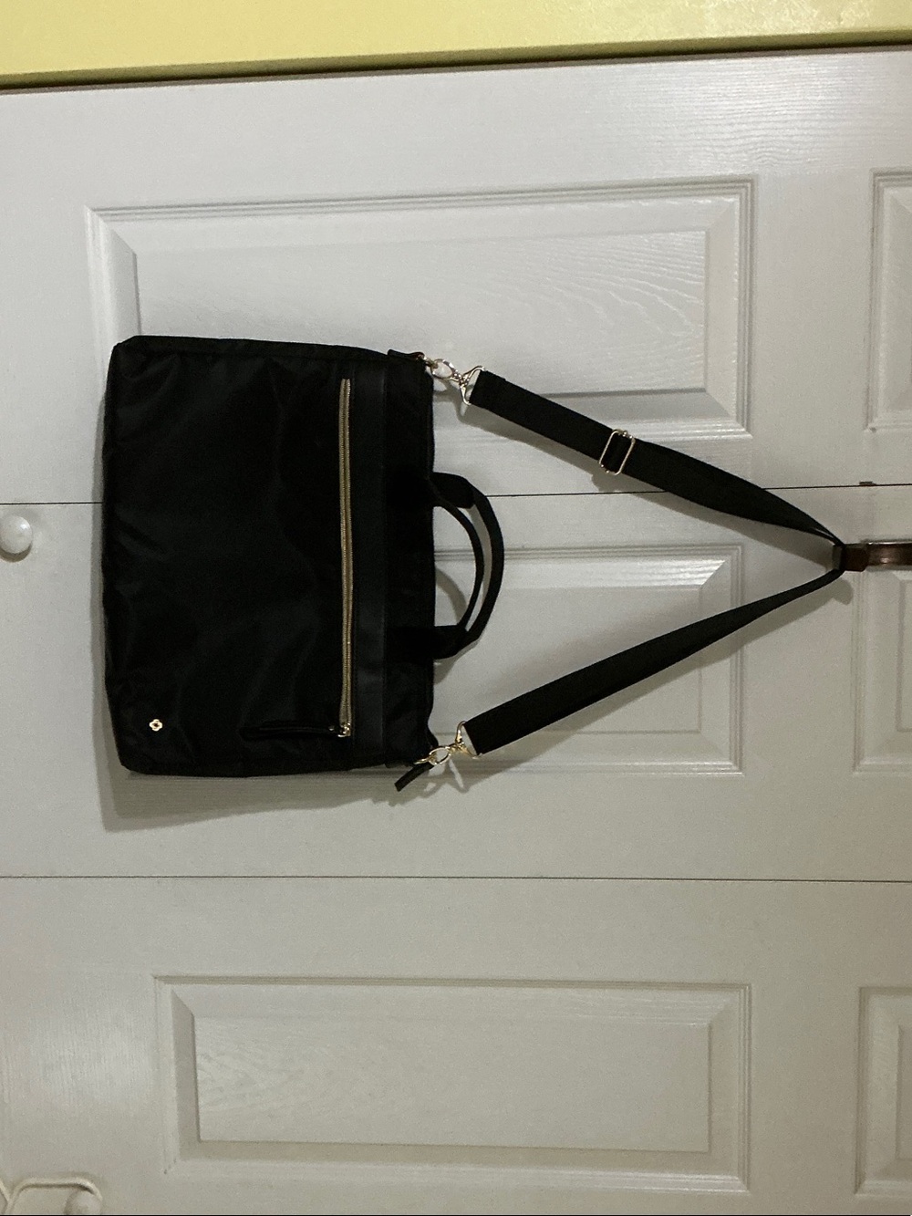 Samsonite Black Travel Shoulder Bag with Gold Hardware
